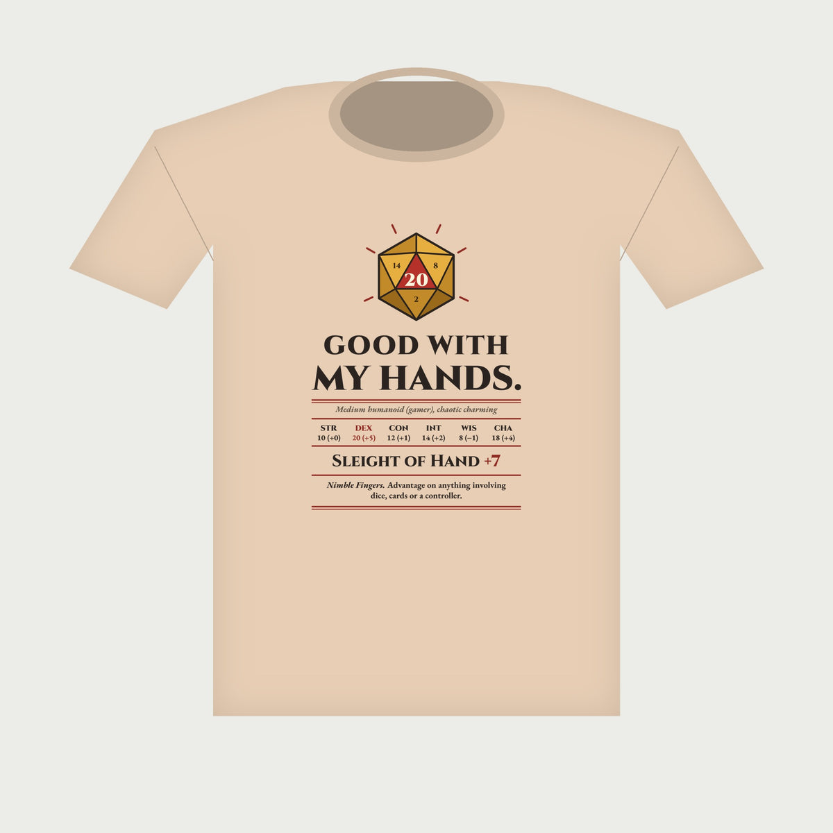 Good With My Hands Sleight of Hand +7 Tee in Natural, flat lay