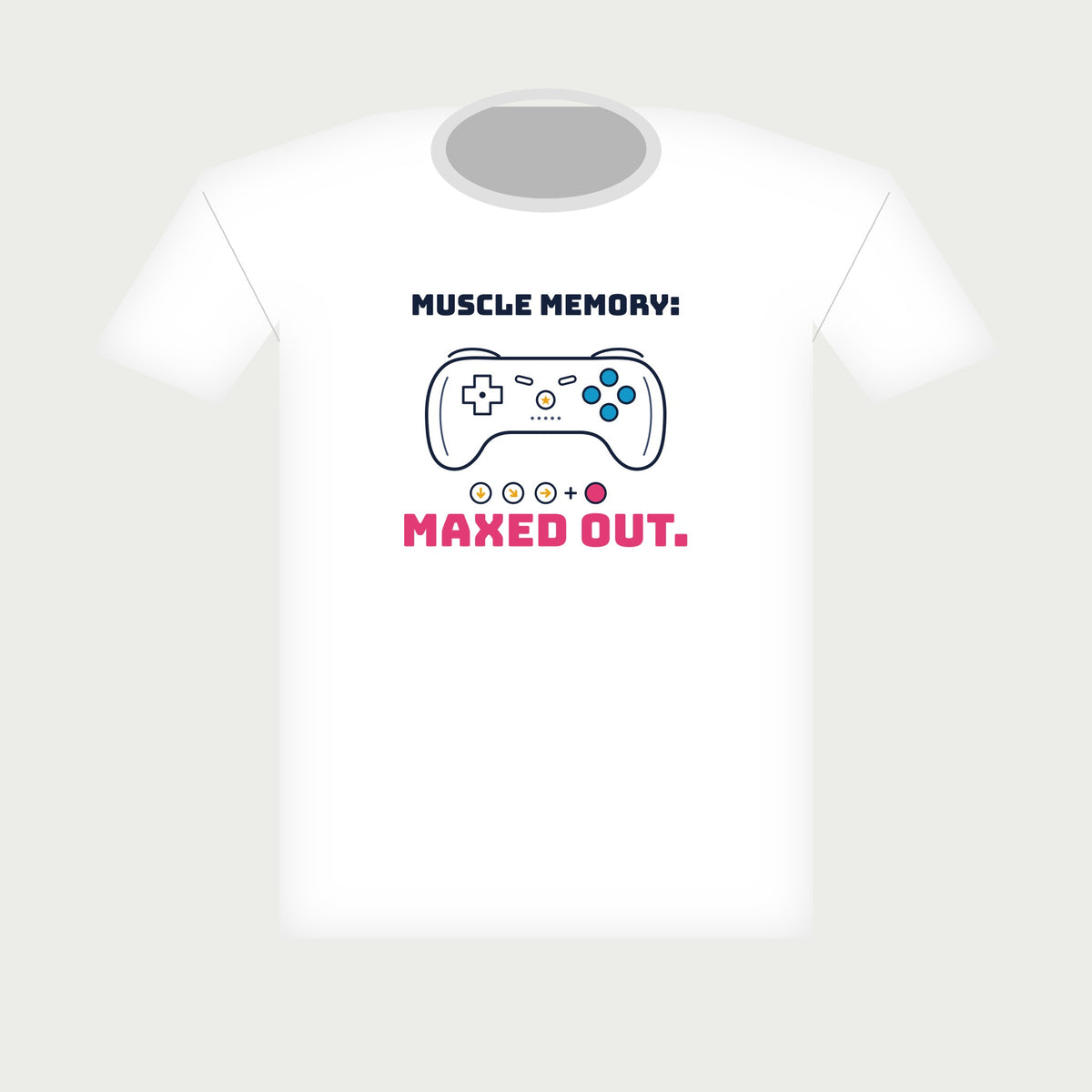Muscle Memory: Maxed Out Gamer Tee in White, flat lay