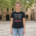 Muscle Memory: Maxed Out Gamer Tee in Black, worn by a model