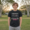 I Know Exactly Which Buttons to Press Gamer Tee in Black, worn by a model