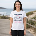 I Know Exactly Which Buttons to Press Gamer Tee in White, worn by a model