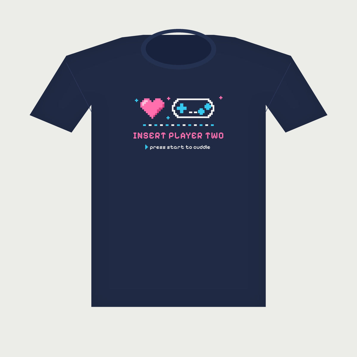 Insert Player Two Pixel Heart Tee in Navy, flat lay
