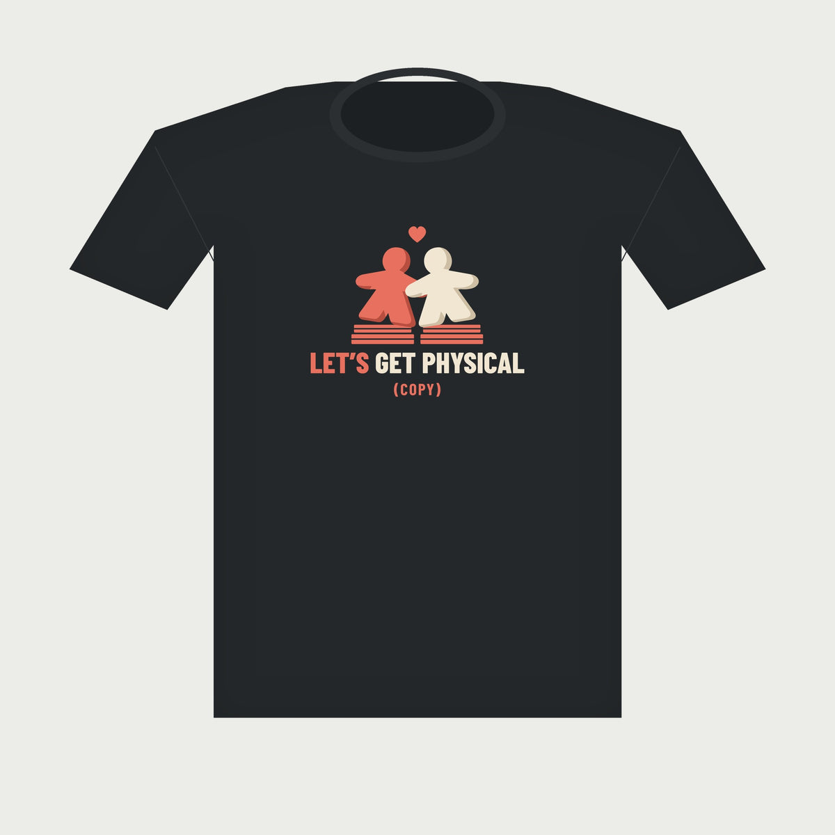 Meeple Hearts Board Game Tee in Black, flat lay