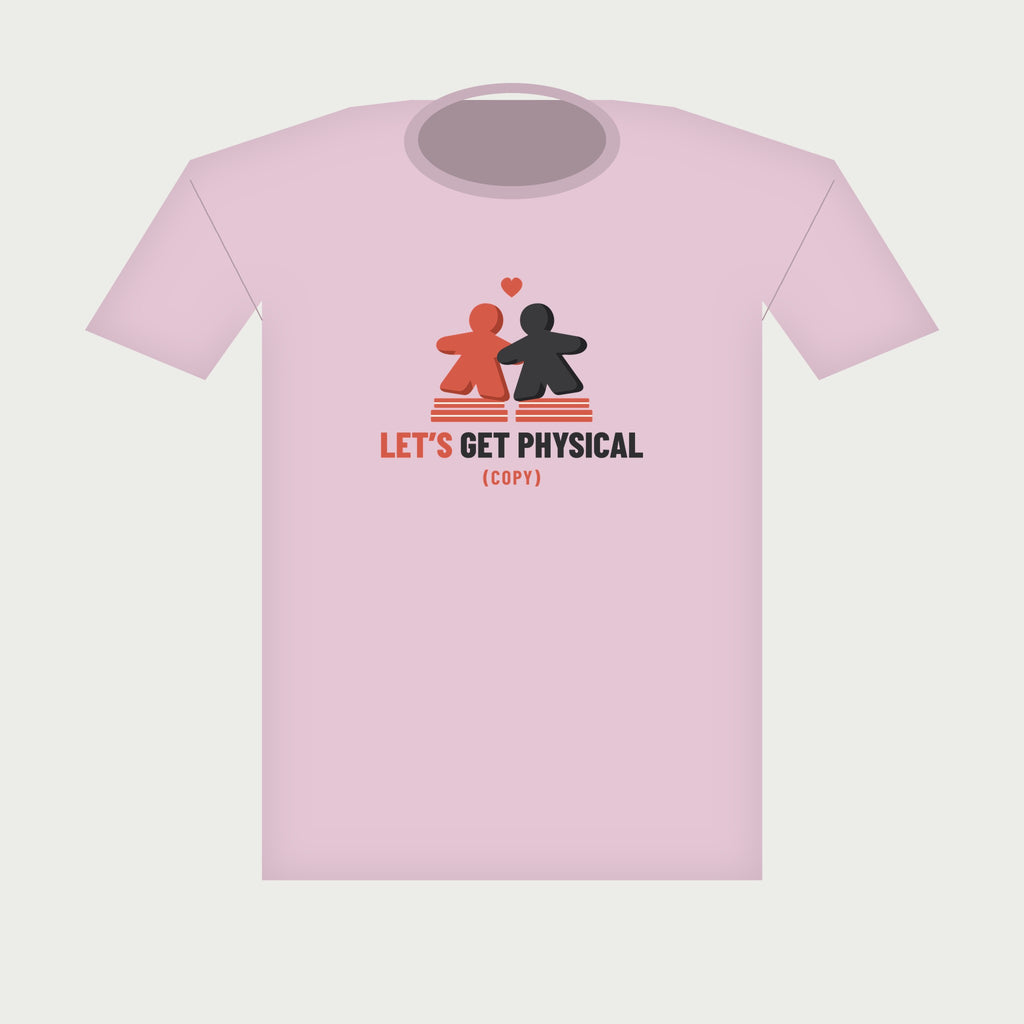 Meeple Hearts Board Game Tee in Light Pink, flat lay