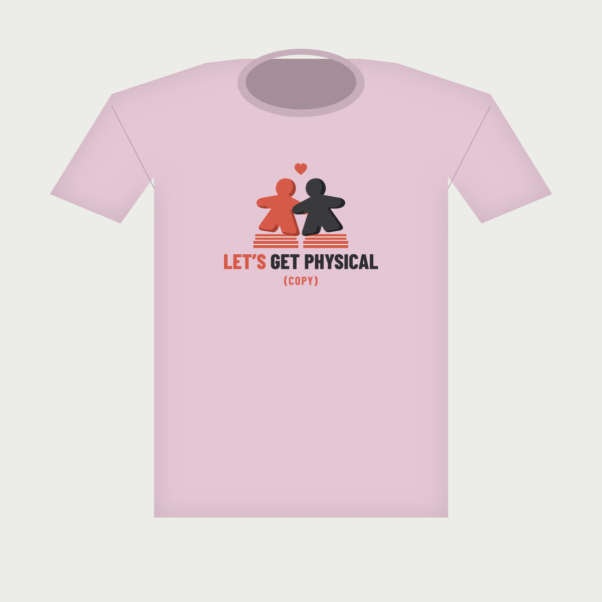Meeple Hearts Board Game Tee in Light Pink, flat lay