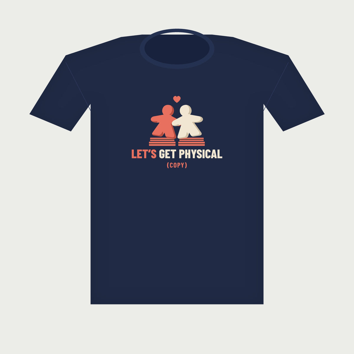 Meeple Hearts Board Game Tee in Navy, flat lay