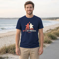 Meeple Hearts Board Game Tee in Navy, worn by a model